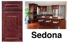 All Wood RTA 10X10 Sedona Traditional Kitchen Cabinets Dark Mahogany Brown Stain