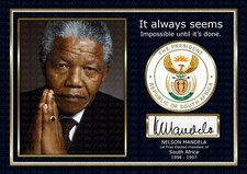 Nelson Mandela South African President -  ORIGINAL A4 Signed PRINT MEMORABILIA