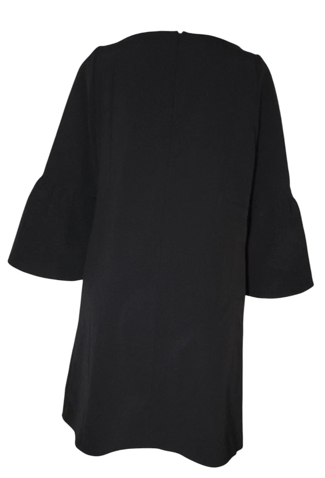 Vestido Lafayette 148 Talla 12 Para Mujer Negro Preppy Tejido Vaina Cambio Manga Campana Foto 3 de 4