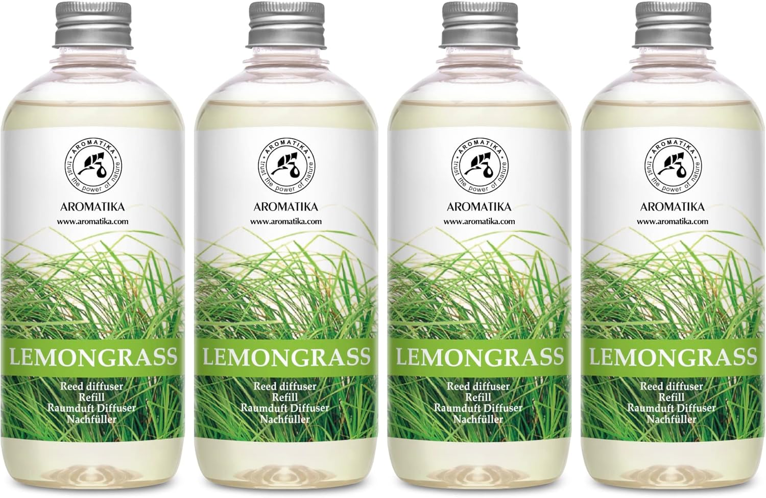 Lemongrass Essential Oil Diffuser Refill 68oz 4-Pack Long-Lasting Fresh Scent