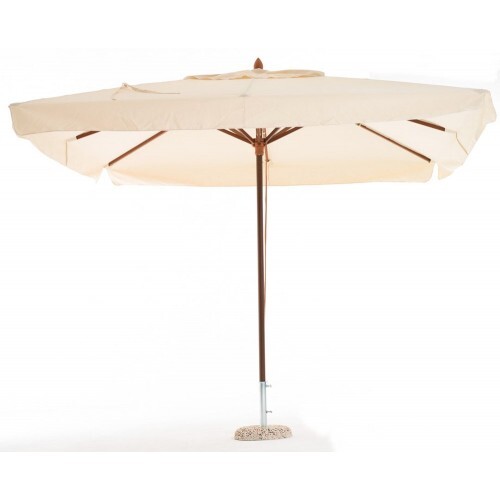 Ombrellone 3x2 Ecru Palo Centrale in Legno Poliestere PVC Impermeabile Antivento
