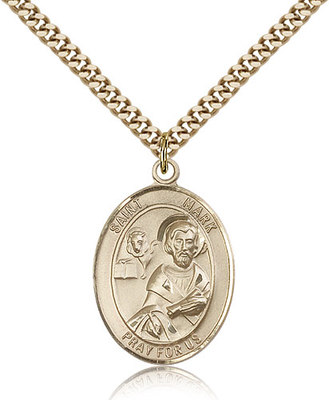 Saint Mark The Evangelist Medal For Men - Gold Filled Necklace On 24 Chain -...