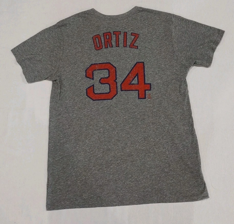 Majestic Threads Boston Red Sox David Ortiz #34 MLB Gray TShirt Size 2XL XXL USA - Image 2 of 4