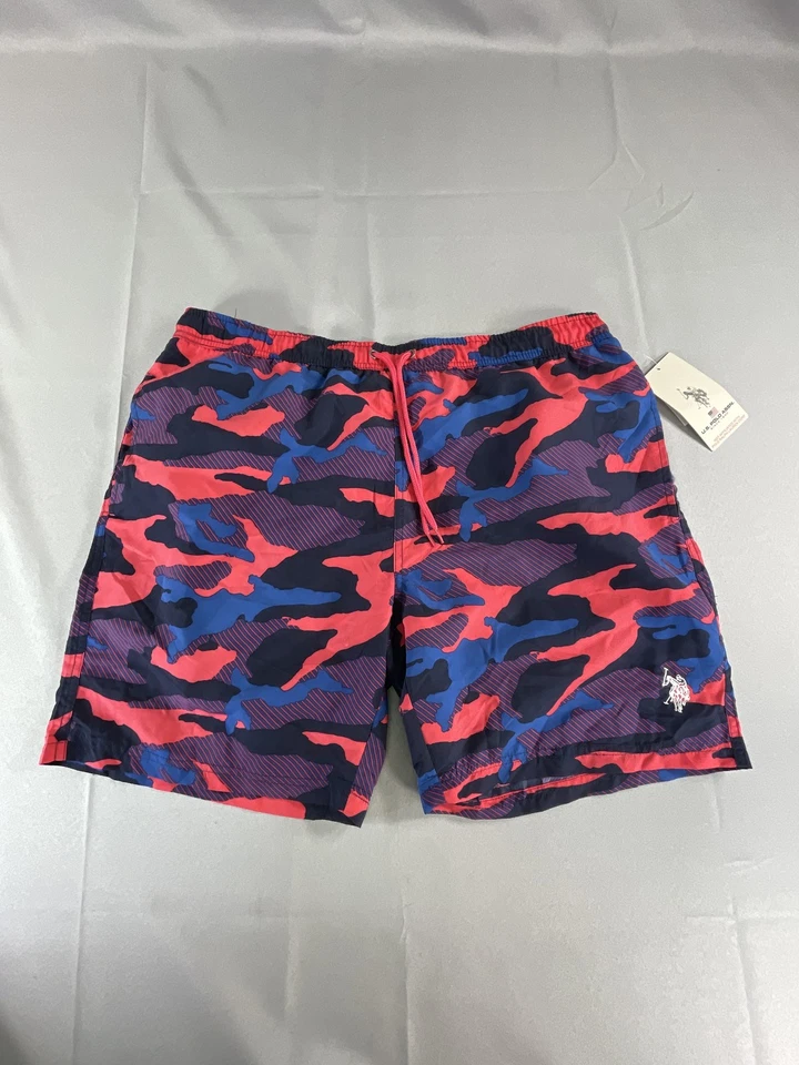 US Polo Assn Pantalones Cortos Para Hombres 2XL Rojo Azul Camuflaje Bañador Board Shorts Poliéster Foto 2 de 4