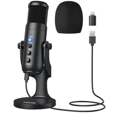 USB Condenser Microphone for Computer   Plug  Play PC Mic with Echo Mic Gain...