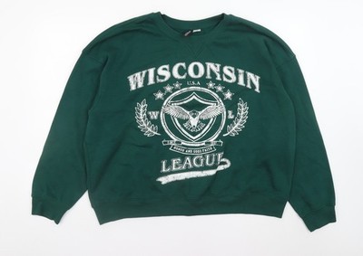 H&M Divided Damen Pullover Sweatshirt grün Wisconsin League XL