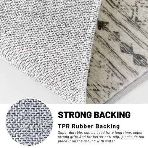 Waschbare Antirutsch Teppiche für Eingang 2x3, Grau Marokkanisch Boho Kleinflächenteppich, U... - Bild 7 von 9