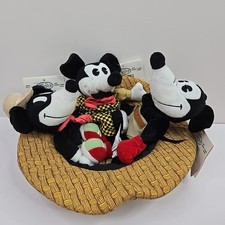 Disney Store Mickey Mouse Classic Comic 8" Mini Bean Bag Plush Set with Hat