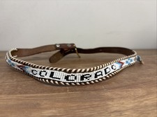 Vintage Colorado Beaded Tooled Stamped Leather Western Belt Size 26