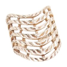 925 Sterling Silver Vintage Ring Etched Multi Row Wavy Curve Band Sz 7 RG34496