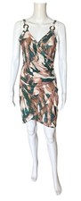 SHEIN Womens Size Small Sleeveless Tropical Sheath Bodycon Ruched Tulip Dress