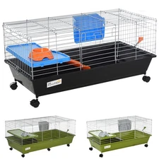 PawHut Small Animal Cage Chinchilla Guinea Pig Hutch Pet House w/ Platform