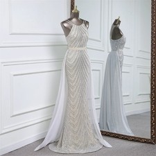 Luxurious Evening Dresses with Detachable Chiffon Train Prom Dress Elegant Dress