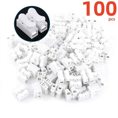 100pcs 10A 220V 2 Pin Push Quick Cable Wiring Terminal Spring Wire Connectors