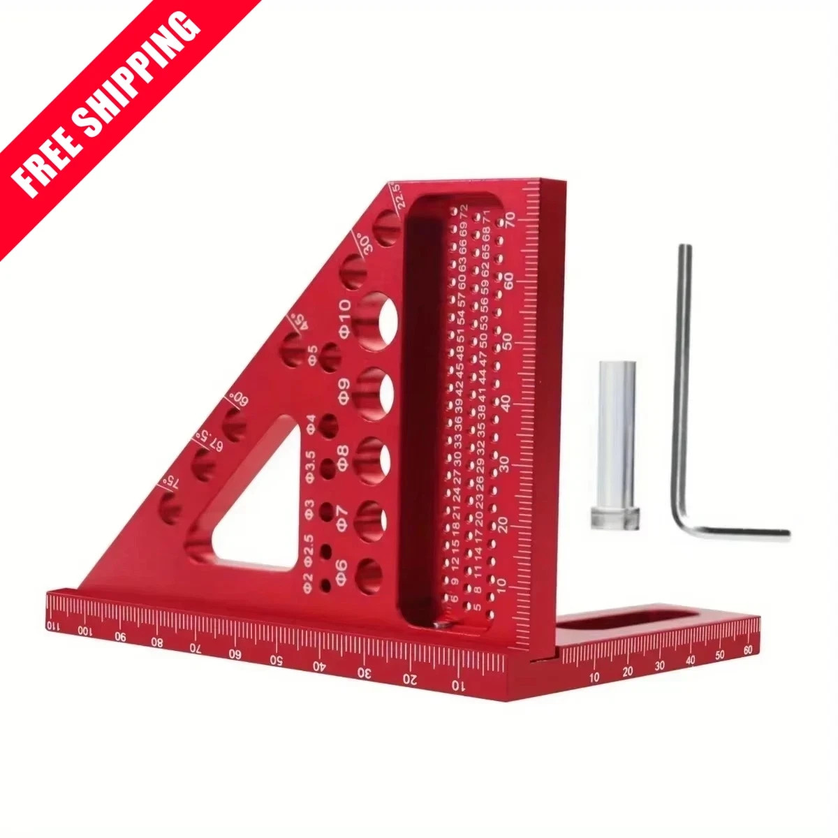 3D Multi-Angle Measuring Ruler 45&deg; 90&deg; Aluminum Woodworking Square Tool