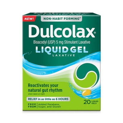 Dulcolax Stimulant Laxative Liquid Gels, Predictable & 20 Count, Yellow