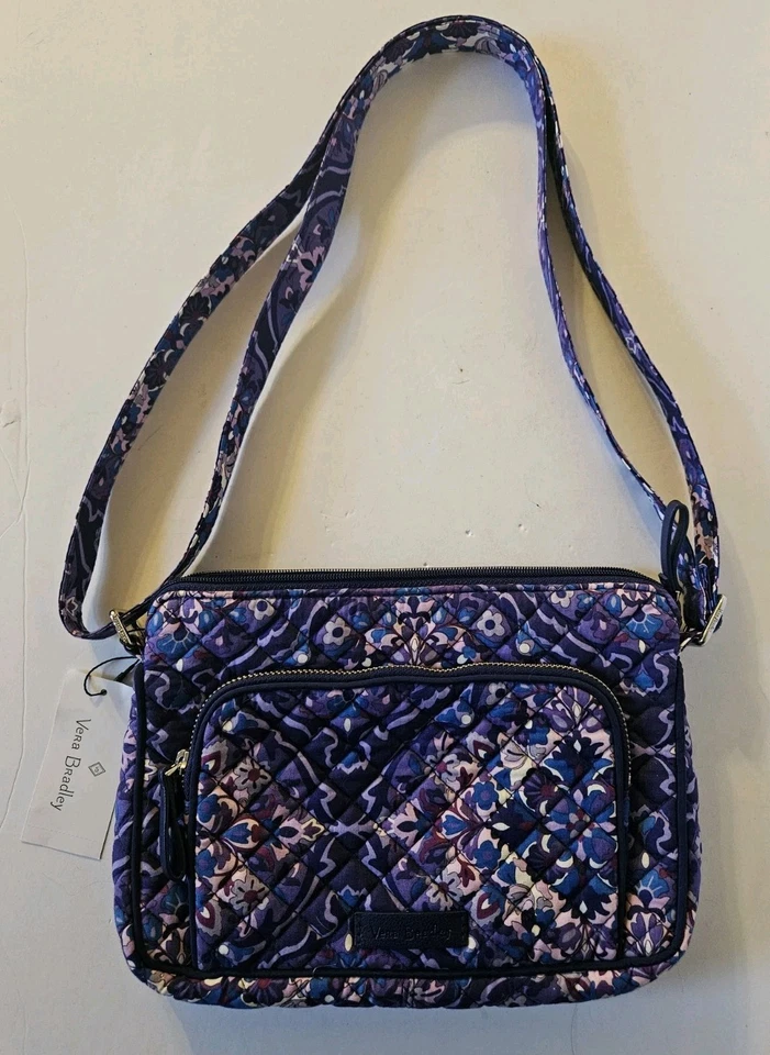 Nuevo con etiquetas Bolso Bandolera Vera Bradley Icónico RFID Little Hipster REGAL ROSETTE Púrpura Foto 3 de 4