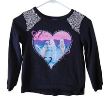 Girls' Sweatshirt, Size M , Black with Heart and Silver Details