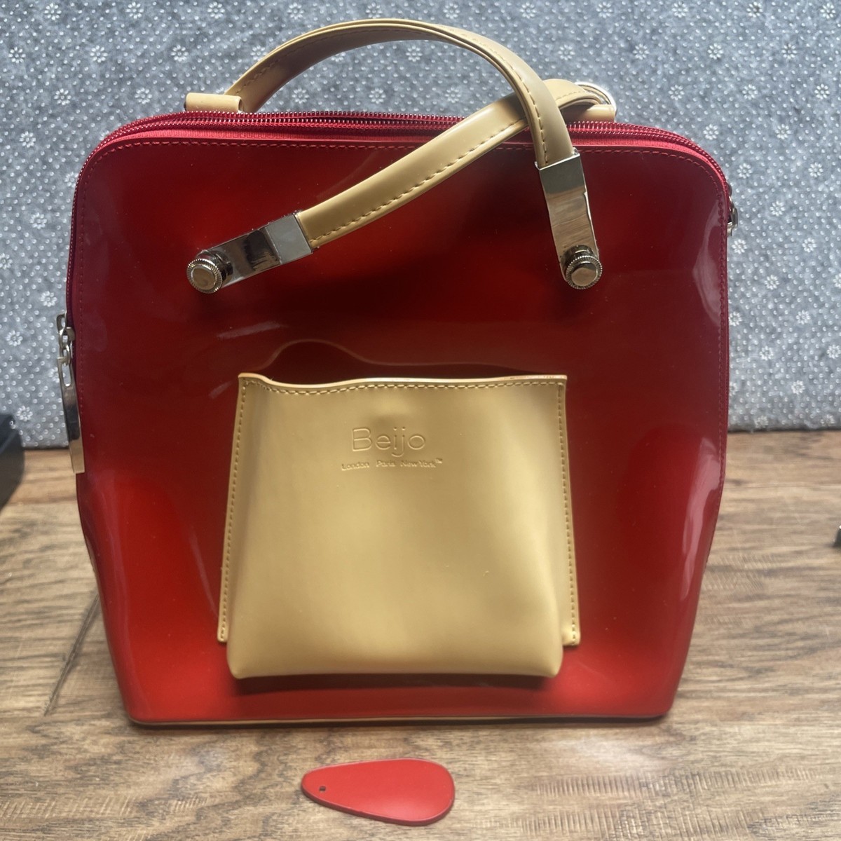 beijo mini backpack BEIJO Brand Backpack or Shoulder Bag Red Lacquered Purse Handbag JD AP