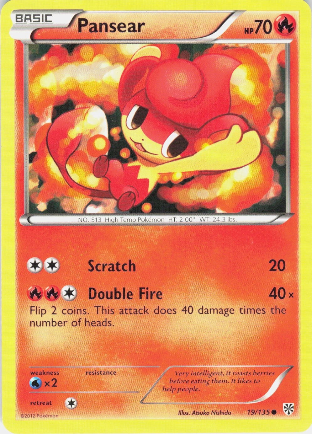 Pansear 19/135 Plasma Storm Common NM Pokemon TCG