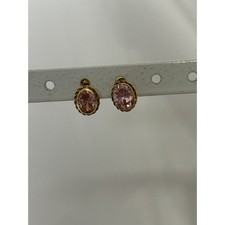 Beautiful 14k Gold Pink Cubic Zirconia Post Earrings.
