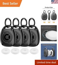 4-Pack Ultra-Compact AirTag Holders - Waterproof Black Cases for Secure Tracking