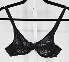 Wacoal 36B Bra Black Halo Lace Underwire Unlined Seamless 851205