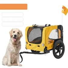 Yellow Outdoor Heavy Duty Foldable Practical Pet Stroller Dog Carrier With Bicyc