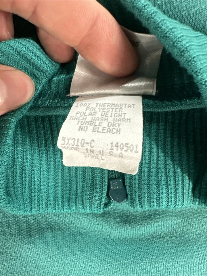 Cabela's Women’s S Thermal Base Layer Underwear Shirt 1/4 Zip Blue Vintage USA - Image 3 of 4