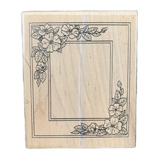 iDea Wood Rubber Stamp Flower Frame Background
