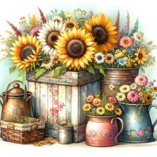 Diamond Painting Kits for Adults Sunflower, Spring Flower Diamond Art Kits fo...
