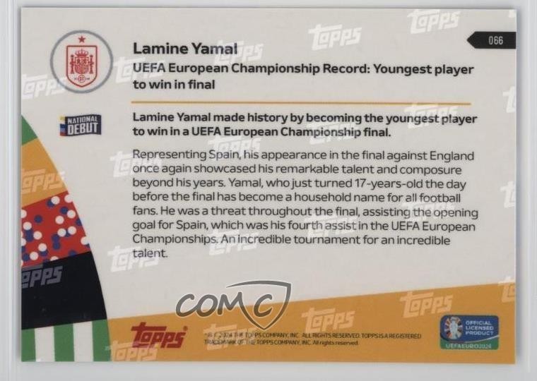 2024 Topps Now UEFA Euro /27471 Lamine Yamal #066 view 2