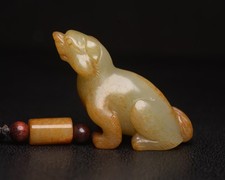 Certified Natural Hetian Jade Hand-carved Exquisite Dog Statue Pendant 4270