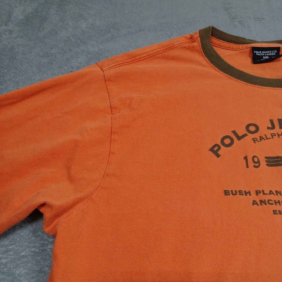 Camisa Ralph Lauren Para Hombres XXL Naranja Polo Jeans Co Alaska Manga Larga Y2K EE. UU. Foto 2 de 4