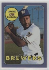 2018 Topps Heritage High Number Hot Box Chrome Purple Refractor Lorenzo Cain 4vo