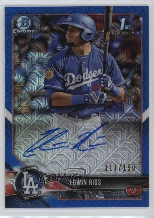 2018 Bowman Chrome Prospect HTA Blue Mojo Refractor /150 Edwin Rios Auto 0a6