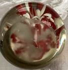 Paperweight Art Glass Red White Drops Swirls 2 1/2" Clear Glass Millefiori Style — photo 10
