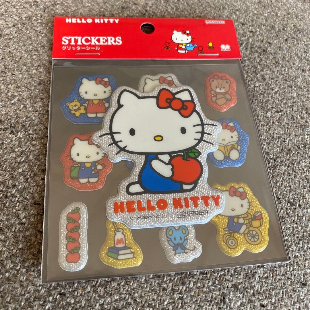 Sanrio Hello Kitty Glitter Christmas Sticker Retro 2 Sheets New Unused
