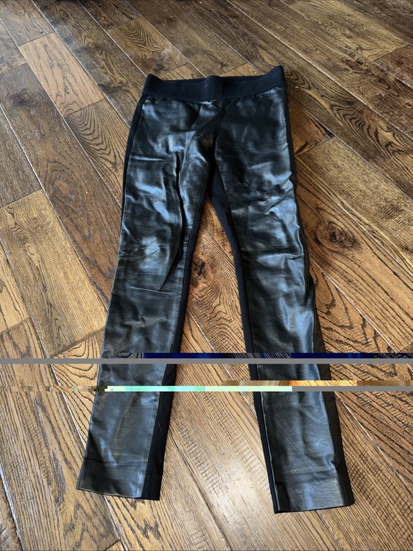 CLUB MONACO Size 4 Black Vegan Leather Stretch Leggings Pants GENTLY USED