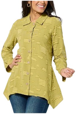 Nina Leonard Textured Wave Tab Sleeve Tunic