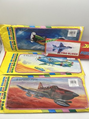 Vintage 80s Super Glider Foam Planes Set Of 4 Falcon, Wildcat, Speed Fire, F-20