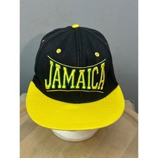 TBL Headwear Jamaica Embroidered Black and Yellow Snapback Hat Baseball Cap