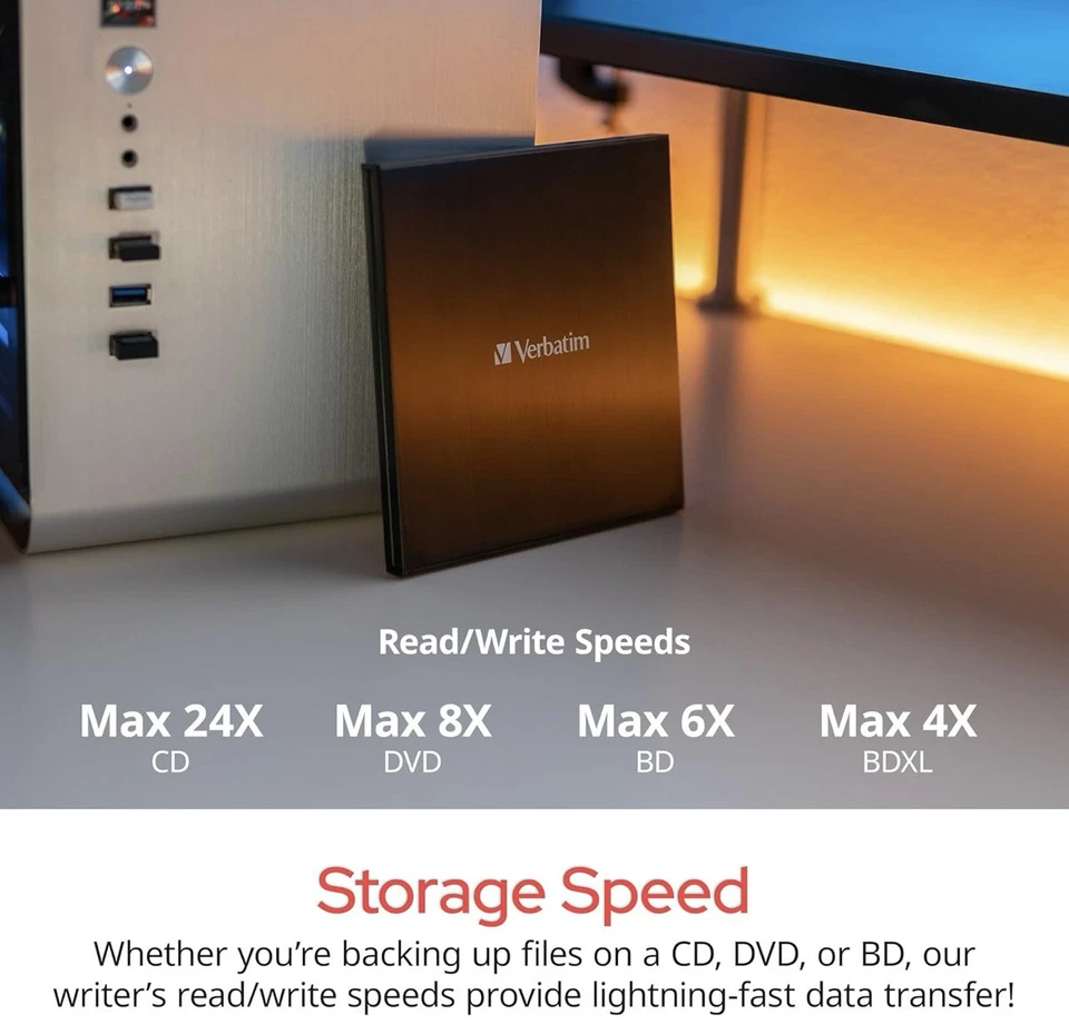 Verbatim 4K UHD Blu-ray Burner External Drive BU40N/UD04 LG MakeMKV LibreDrive - Image 4 of 4