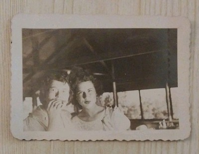 Two Women Posing For The Camera ~ Point Clear AL ~Vintage 1940s Photo 2.5 x 3.5''