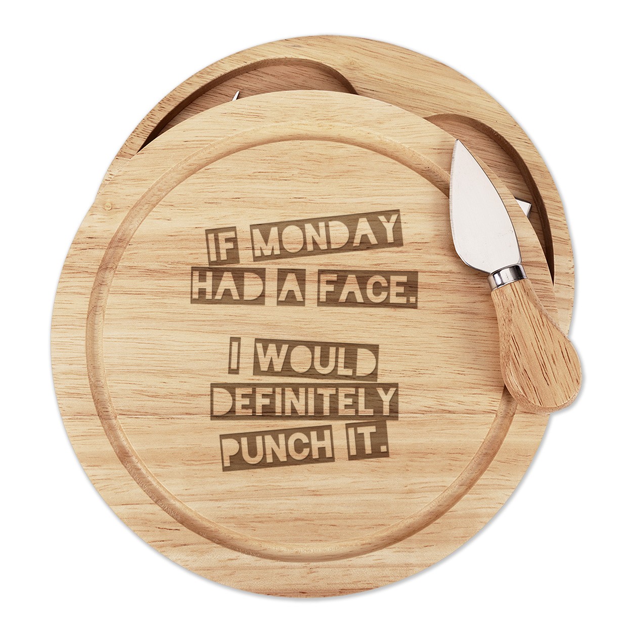 If Monday Had A Face I'd Punch It Cheese Board Knife Set Funny