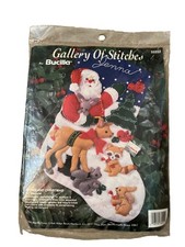 Bucilla Woodland Felt Christmas Stocking Kit Santa Deer Squirrel 90s 33252