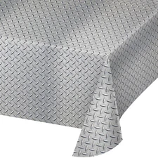 Metal Diamond Plate Plastic Tablecloth Banquet 54" x 102" Tableware Decoration