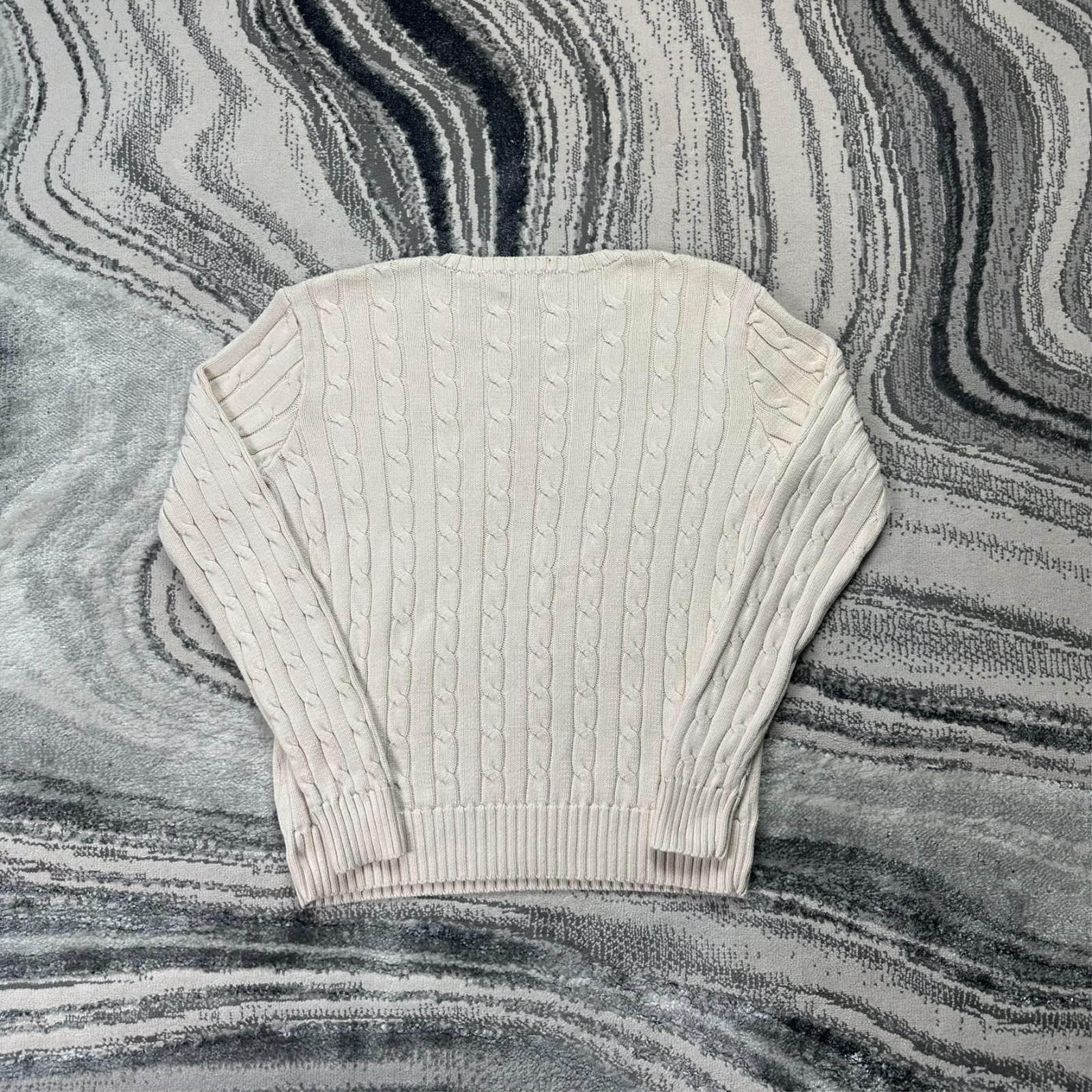 Women's VTG Ralph Lauren 2000's Y2K Cream Medium Crew Neck Cable Knit Jumper image 8