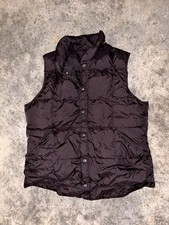 Lands' End Down Puffer Vest Kids Medium 10-12 Black Nylon Outdoor Snap Front