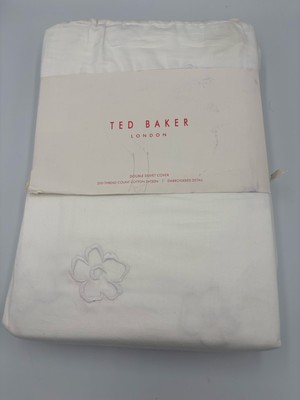 TED BAKER MAGNOLIE STICKEREI WEISS Doppel Bettbezug. Nagelneu
